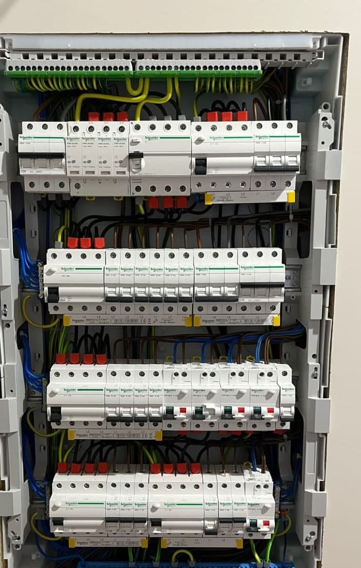 Iebūvēta sadalne ar automātslēdžiem un noslogojuma aizsardzību